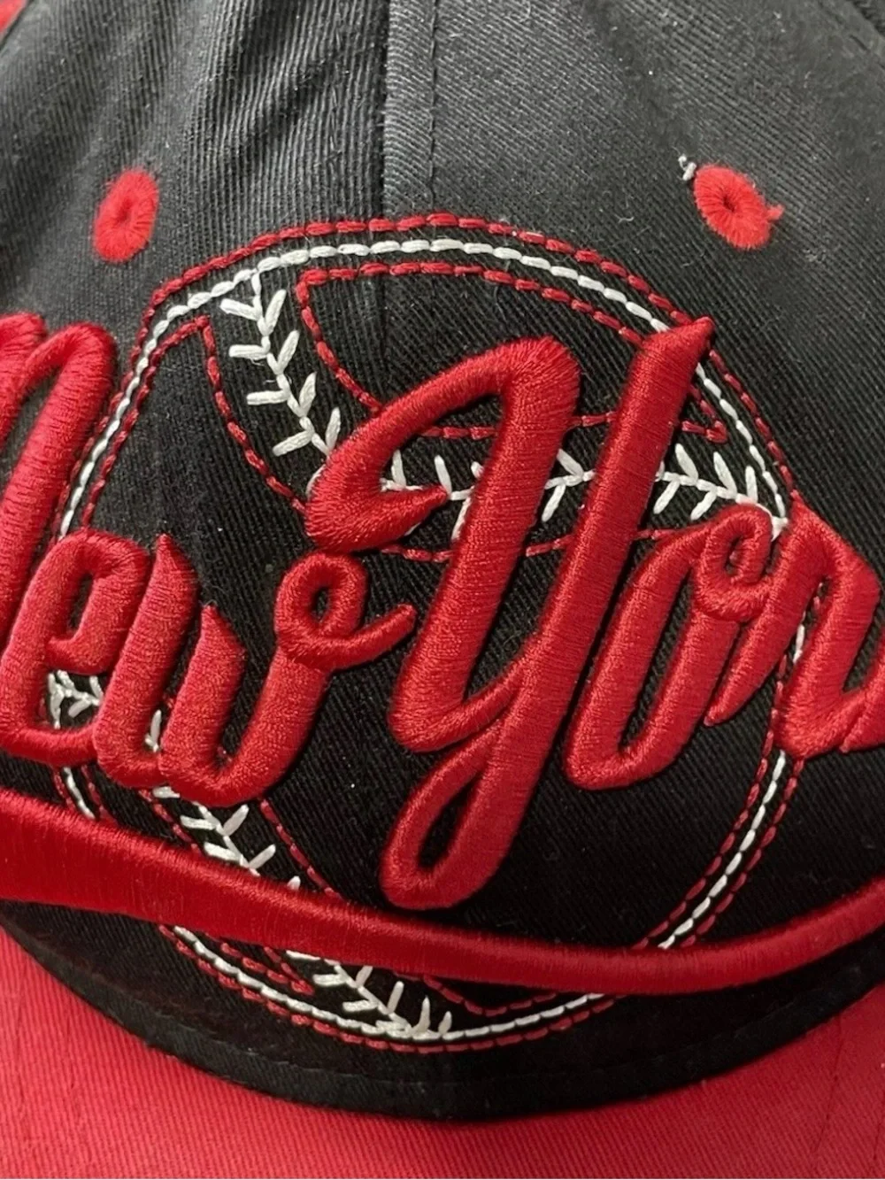 KBETHOS Black and Red New York Embroidered Baseball Snapback Hat